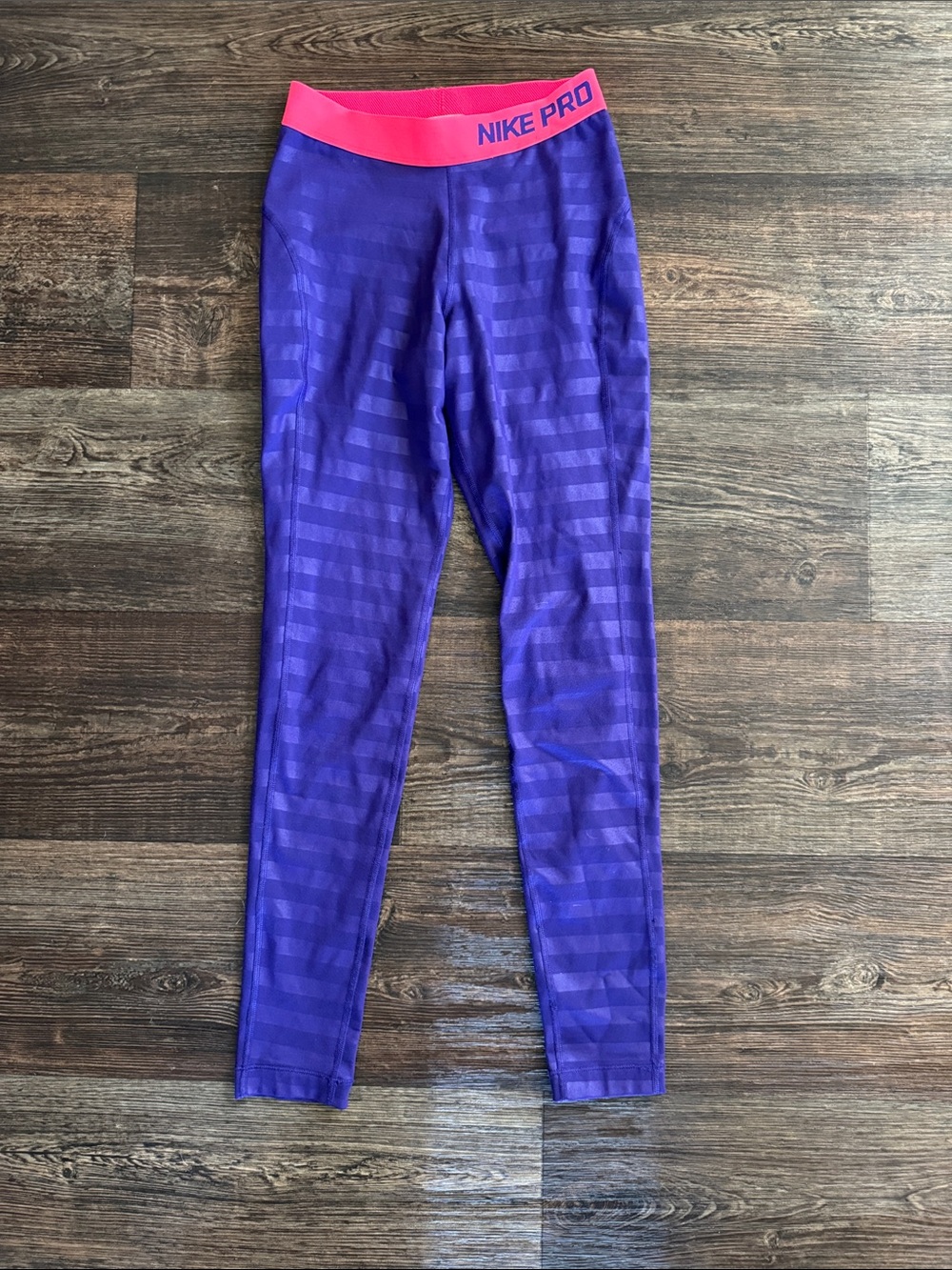 Nike Purple Leggings with Pink Nike Pro Waistband
